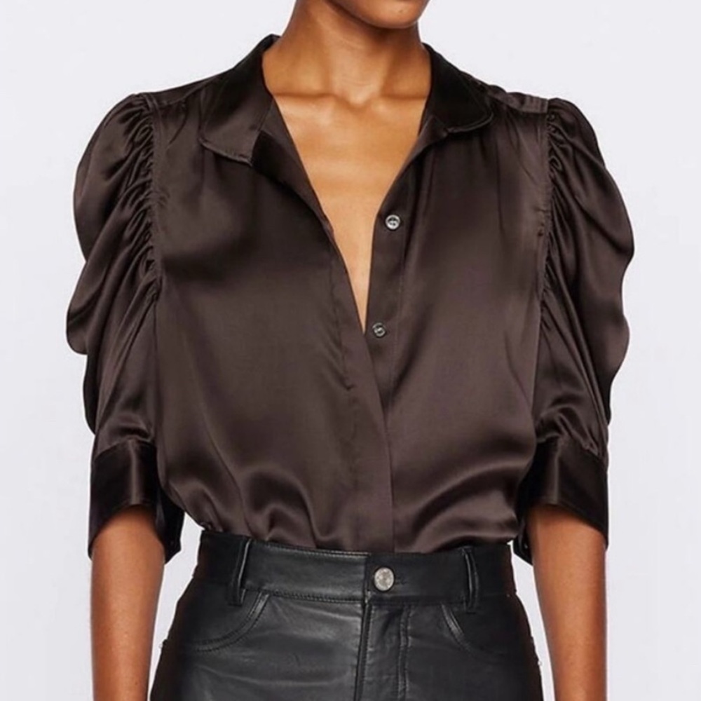 Frame Women's Gillian Puff Sleeve Silk Blouse